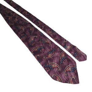 Zylos George Machdo Men Vintage Designer Necktie Silk Paisley Tie Purple Red